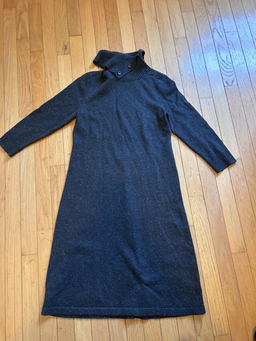 Talbots Dark Gray Button-Shoulder Turtleneck sweater Dress